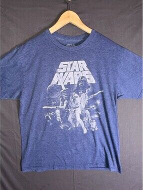 Star Wars Classic Graphic T‑Shirt Men’s Large Blue Movie Poster Tee